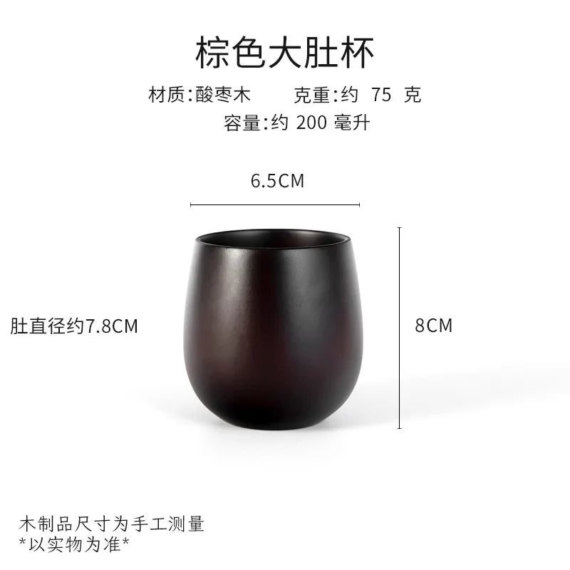 Saure Jujube-Holz-Tasse mit großem Bauch Kreative Holztasse Massivholz Anti-Verbrühungs-Teetasse Nordisches Teeset aus Holz - GYLDNE GRÆNSE Gourmet Online Shop
