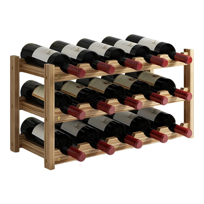 2/3/4 Ebenen Stehendes Weinregal aus Holz Organizer Home Bar Party Display Halter Regaldekoration Halter Weinzubehör - GYLDNE GRÆNSE Gourmet Online Shop