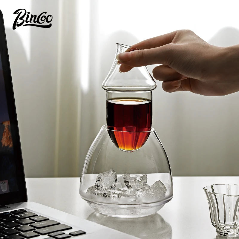 Bincoo Doppelschichtglas handgebrühte Kanne Set Cold Brew Kaffeekanne Cold Brew Pot Eis Tropfkanne Eis American Cup 180ml - GYLDNE GRÆNSE Gourmet Online Shop
