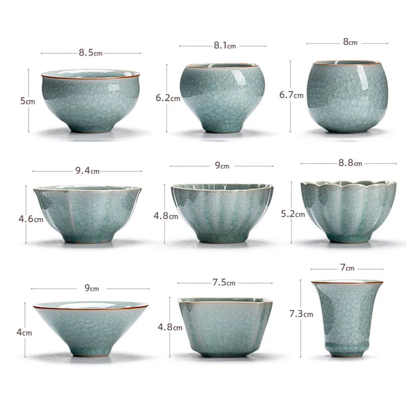 Chinesisch handgemacht Ru Ofen Porzellan Teetasse Haushalt Eis geknackt Teetasse Keramik Master Cup Frost Blume Persönliche Teeschale Teegeschirr - GYLDNE GRÆNSE Gourmet Online Shop