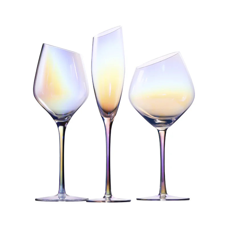 Schillernde Farben Klassisches Burgunderrot Glas Ionenbeschichtung Kristall Bordeaux Kelch Party Hochzeit Champagner Flöten Schräger Mund Weinbecher - GYLDNE GRÆNSE Gourmet Online Shop