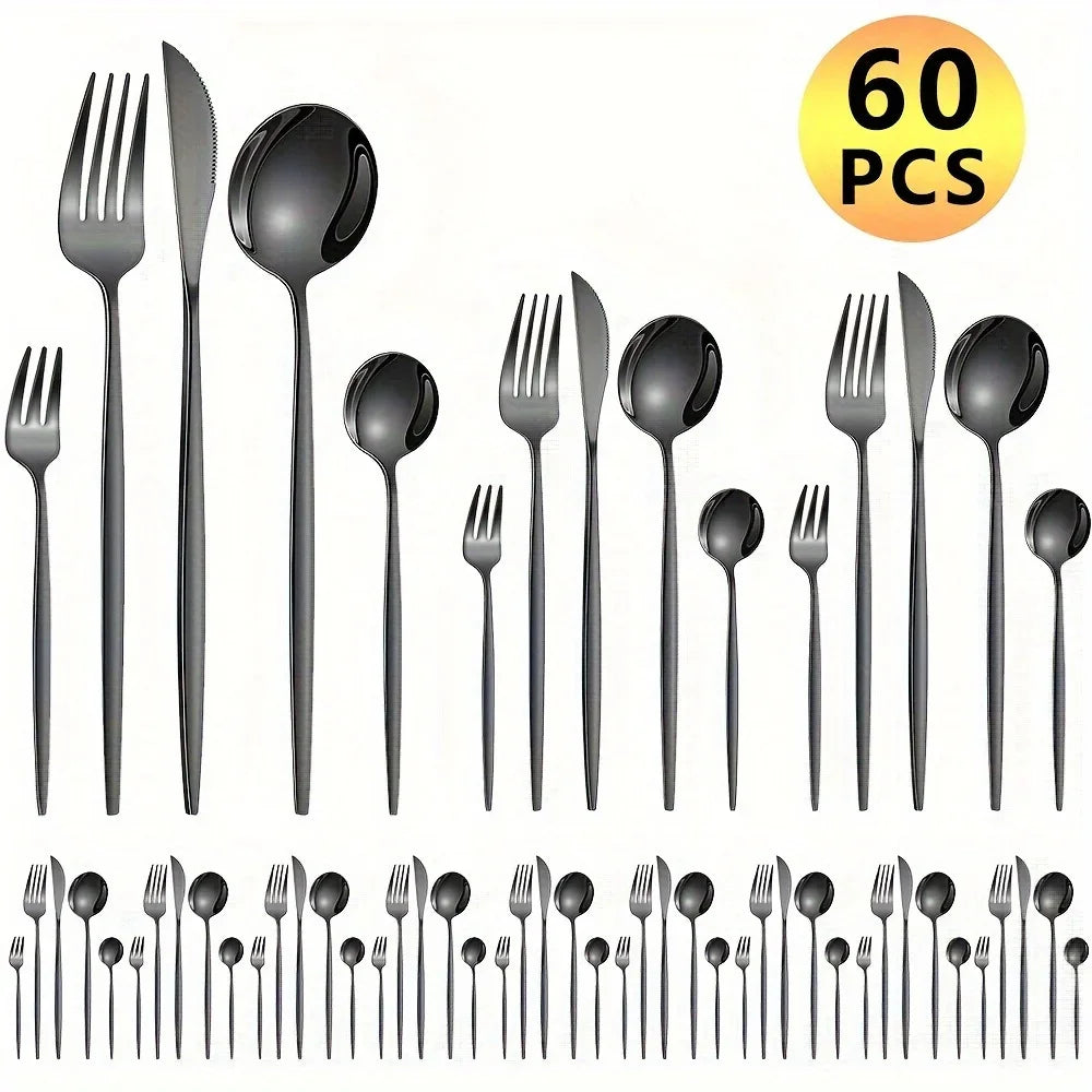 60-teiliges Edelstahl-Besteck-Set, hochglanzpoliert, spülmaschinenfest, enthält Messer, Gabeln und Löffel in Geschenkbox, Gold - GYLDNE GRÆNSE Gourmet Online Shop