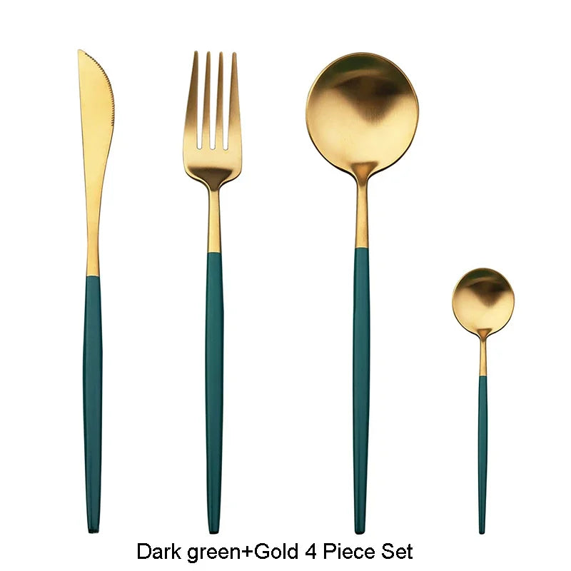 Mattgold 18/10 Edelstahl Luxus Besteck Geschirr Geschirr Messer Löffel Gabel Essstäbchen Besteck Set Spülmaschinenfest - GYLDNE GRÆNSE Gourmet Online Shop