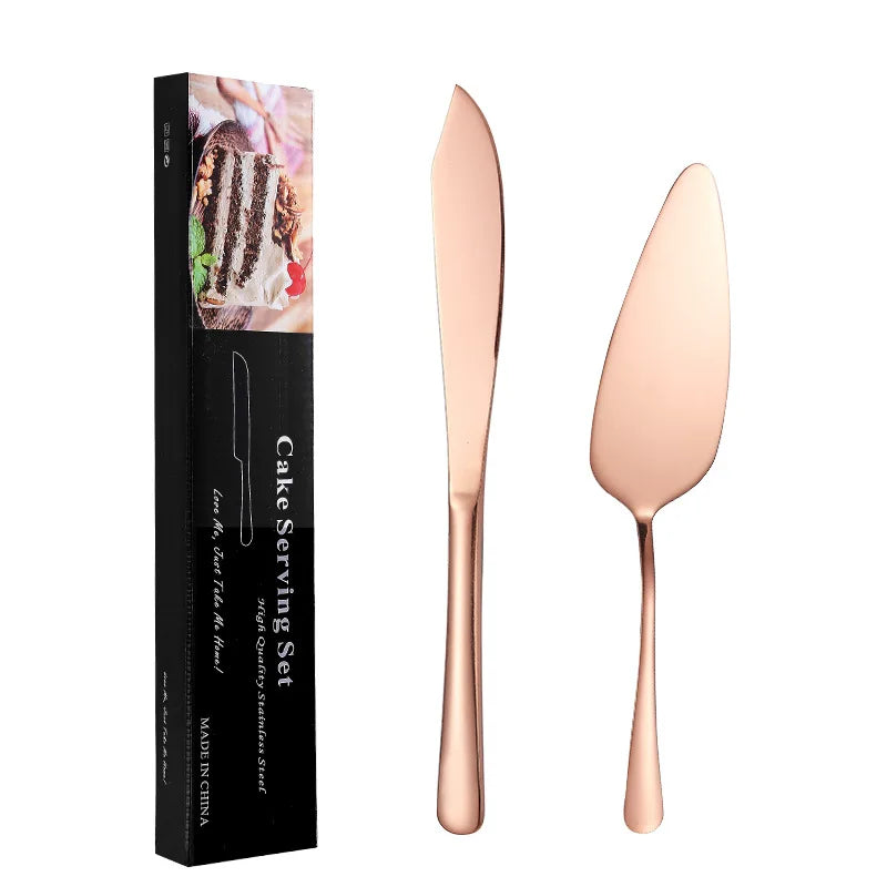 2PCS Kuchenschaufel Set Edelstahl Brot Pizzamesser Dessert Pie Fondant Divider Gold Silber Backwerkzeug Für Hochzeit - GYLDNE GRÆNSE Gourmet Online Shop