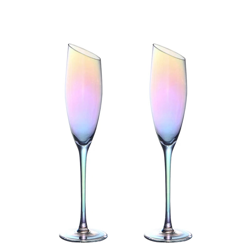 Schillernde Farben Klassisches Burgunderrot Glas Ionenbeschichtung Kristall Bordeaux Kelch Party Hochzeit Champagner Flöten Schräger Mund Weinbecher - GYLDNE GRÆNSE Gourmet Online Shop