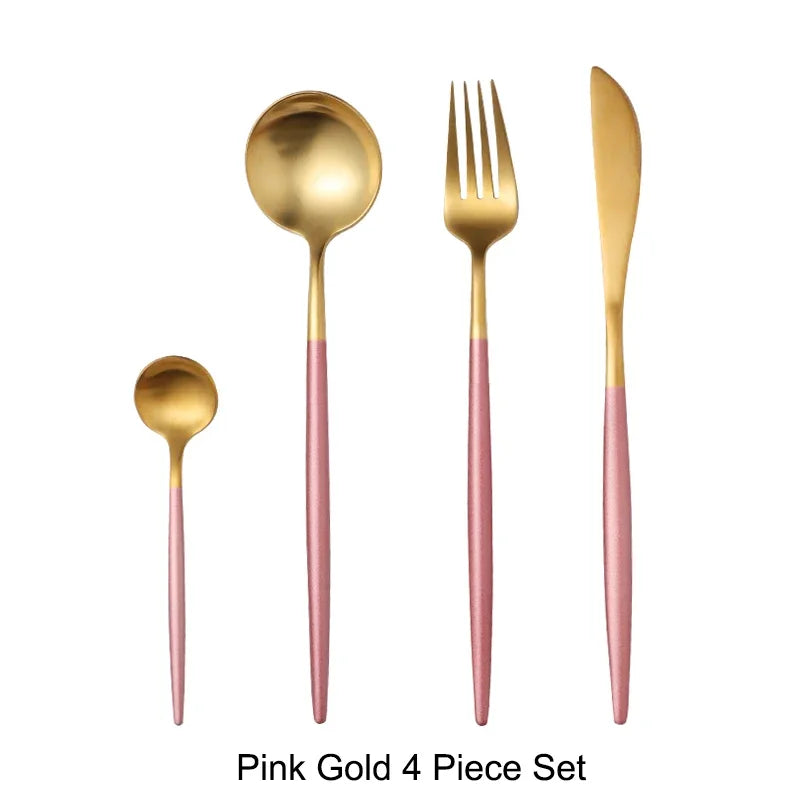 Mattgold 18/10 Edelstahl Luxus Besteck Geschirr Geschirr Messer Löffel Gabel Essstäbchen Besteck Set Spülmaschinenfest - GYLDNE GRÆNSE Gourmet Online Shop