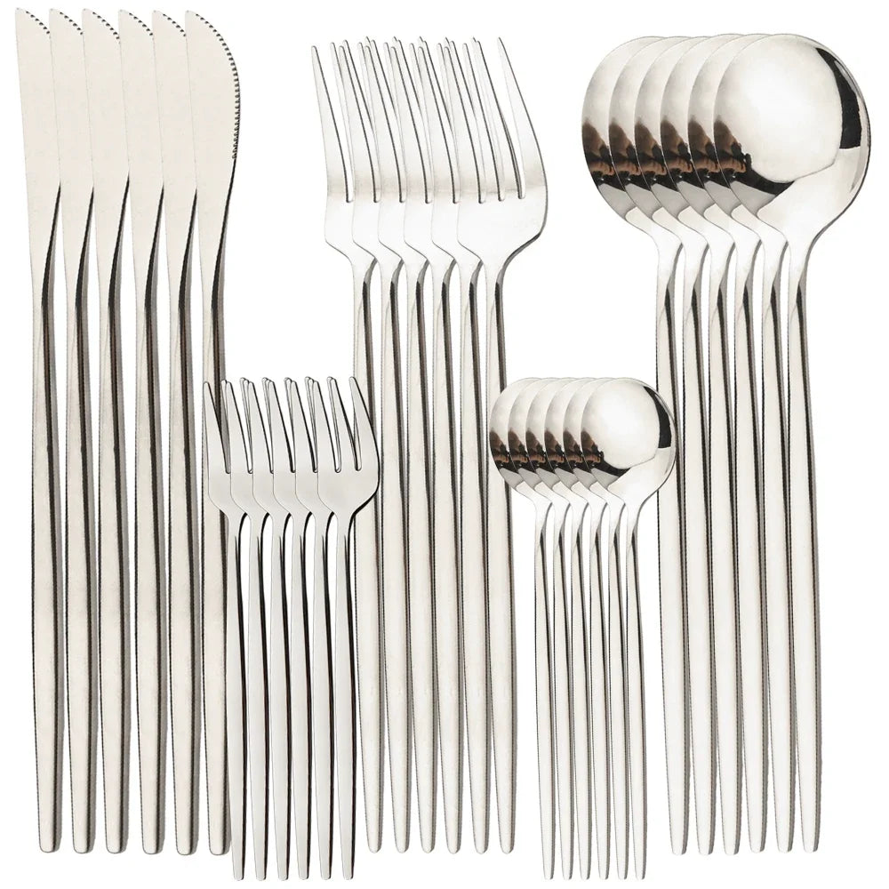 30 Teile Besteck Set Gold Geschirr Edelstahl Spiegel Geschirr Abendessen Tee Löffel Gabel Messer Western Besteck Besteck Set - GYLDNE GRÆNSE Gourmet Online Shop