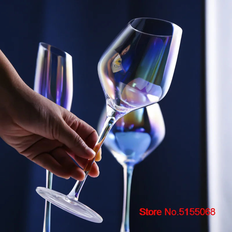Schillernde Farben Klassisches Burgunderrot Glas Ionenbeschichtung Kristall Bordeaux Kelch Party Hochzeit Champagner Flöten Schräger Mund Weinbecher - GYLDNE GRÆNSE Gourmet Online Shop