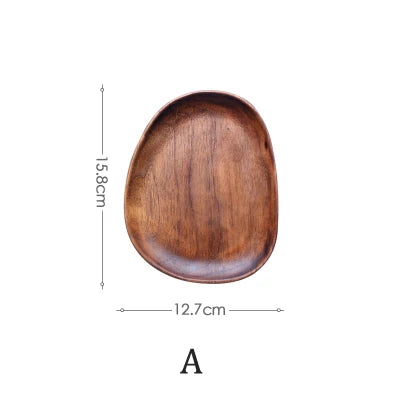 Dinner Platte Teller Holz Wood Irregular Oval Wood Dinner Plate Tableware Set - GYLDNE GRÆNSE Gourmet Online Shop