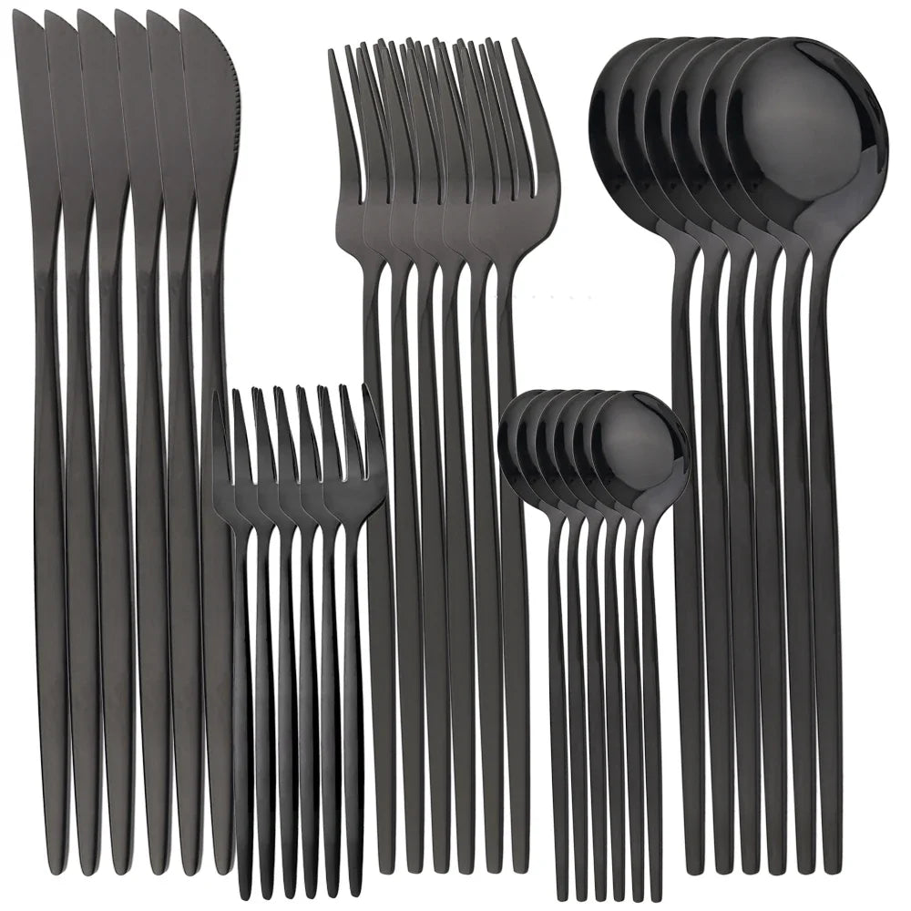 30 Teile Besteck Set Gold Geschirr Edelstahl Spiegel Geschirr Abendessen Tee Löffel Gabel Messer Western Besteck Besteck Set - GYLDNE GRÆNSE Gourmet Online Shop