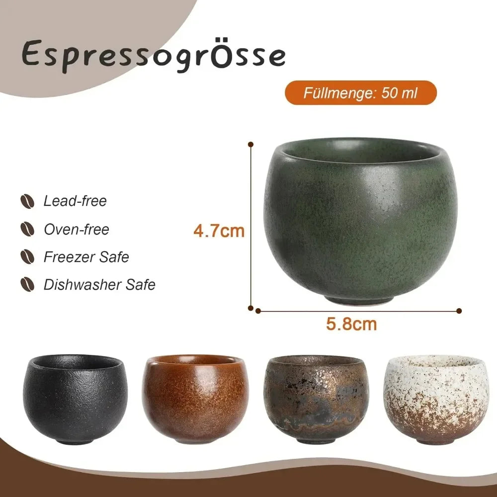 Espressotassen Dickwandige Keramik Espressotassen aus Steingut für Espresso Mokka Macchiato Handgefertigte Keramiktasse - GYLDNE GRÆNSE Gourmet Online Shop