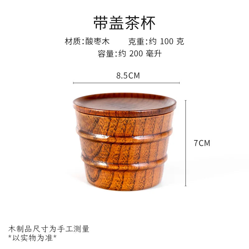 Saure Jujube-Holz-Tasse mit großem Bauch Kreative Holztasse Massivholz Anti-Verbrühungs-Teetasse Nordisches Teeset aus Holz - GYLDNE GRÆNSE Gourmet Online Shop