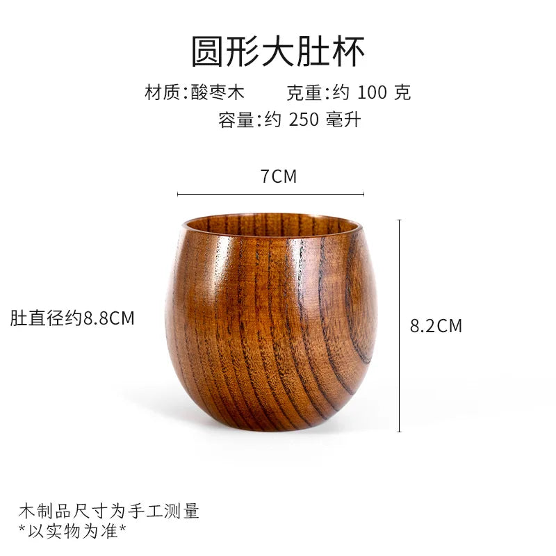 Saure Jujube-Holz-Tasse mit großem Bauch Kreative Holztasse Massivholz Anti-Verbrühungs-Teetasse Nordisches Teeset aus Holz - GYLDNE GRÆNSE Gourmet Online Shop