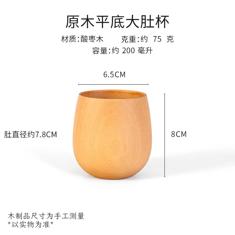 Saure Jujube-Holz-Tasse mit großem Bauch Kreative Holztasse Massivholz Anti-Verbrühungs-Teetasse Nordisches Teeset aus Holz - GYLDNE GRÆNSE Gourmet Online Shop