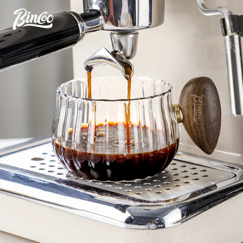 BINCOO Hitzebeständige Glas-Kaffeetasse bauchig rund Büro-Trinktasse Haushalt Amerikanische Nachmittagstee-Tasse 250ML - GYLDNE GRÆNSE Gourmet Online Shop