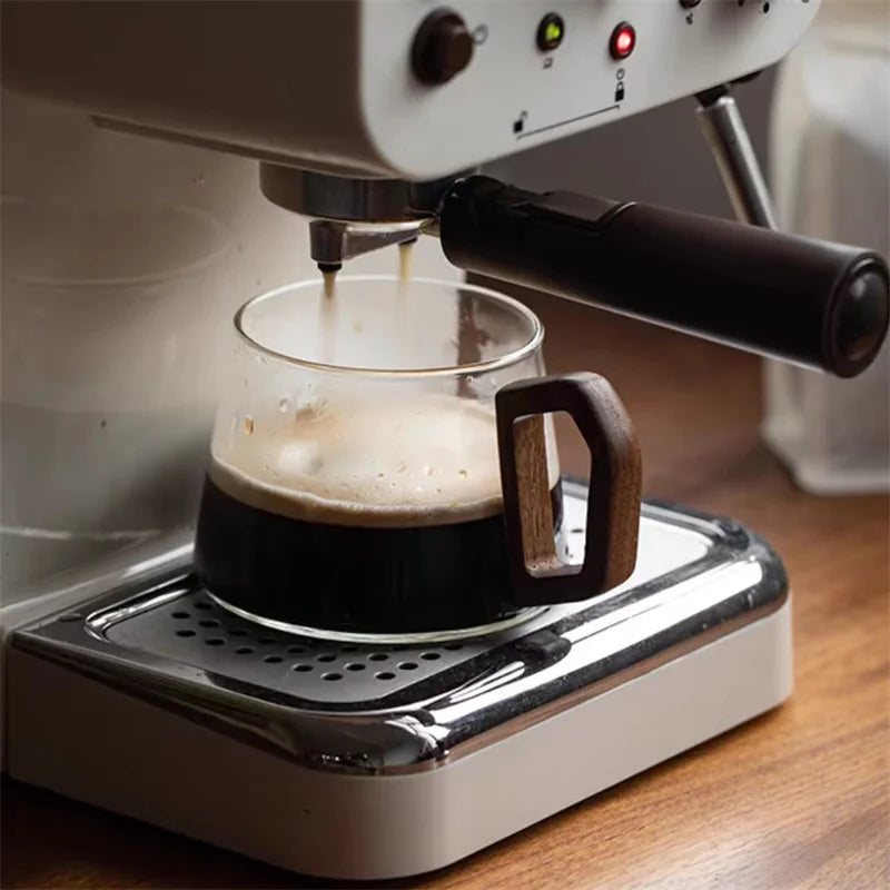 320 ml American Latte Hitzebeständige Kaffeetasse aus Glas mit Holztablett Löffel Milch Teetasse Frisch gemahlene Tasse Barista Cafe Zugang - GYLDNE GRÆNSE Gourmet Online Shop