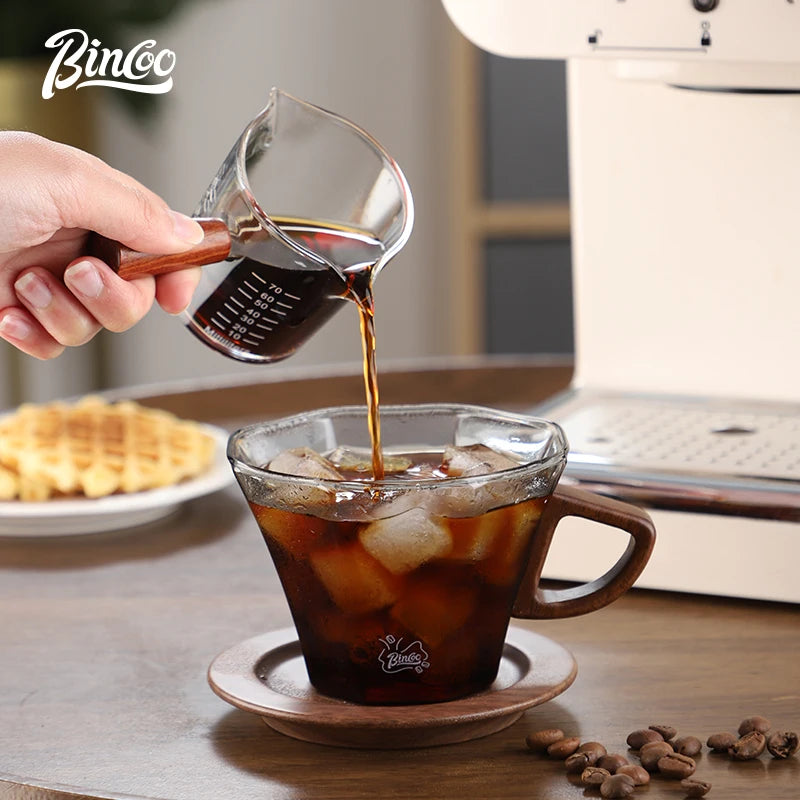 Bincoo Kaffeetasse Latte Art Professionelle hochtemperaturbeständige Glastasse und Untertasse Latte Cappuccinotasse Trinktasse - GYLDNE GRÆNSE Gourmet Online Shop
