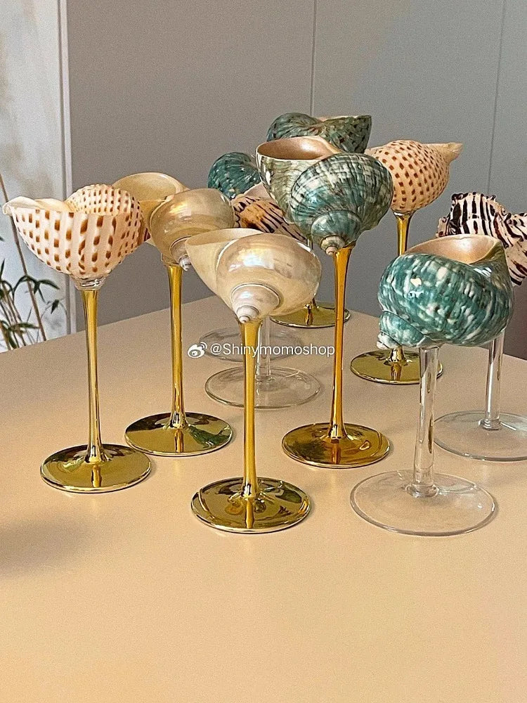 Nordisch Handgemachte Natürliche Muschel Küste Weinglas Kreative Party Trinkset Maritim Nische Champagner Gläser Bar High-End Utensilien - GYLDNE GRÆNSE Gourmet Online Shop