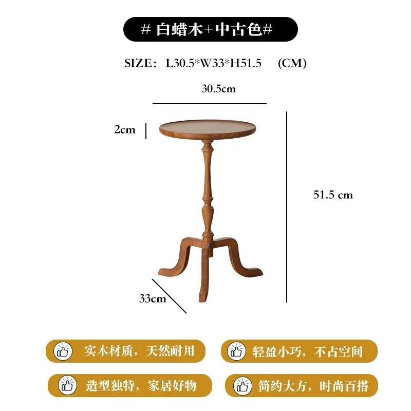 Massivholz Wohnzimmertisch Retro Multifunktions Runder Tisch Haushalt Nachttisch Kleiner Teetisch Multifunktion - GYLDNE GRÆNSE Gourmet Online Shop