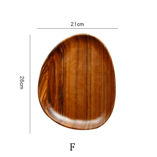 Dinner Platte Teller Holz Wood Irregular Oval Wood Dinner Plate Tableware Set - GYLDNE GRÆNSE Gourmet Online Shop
