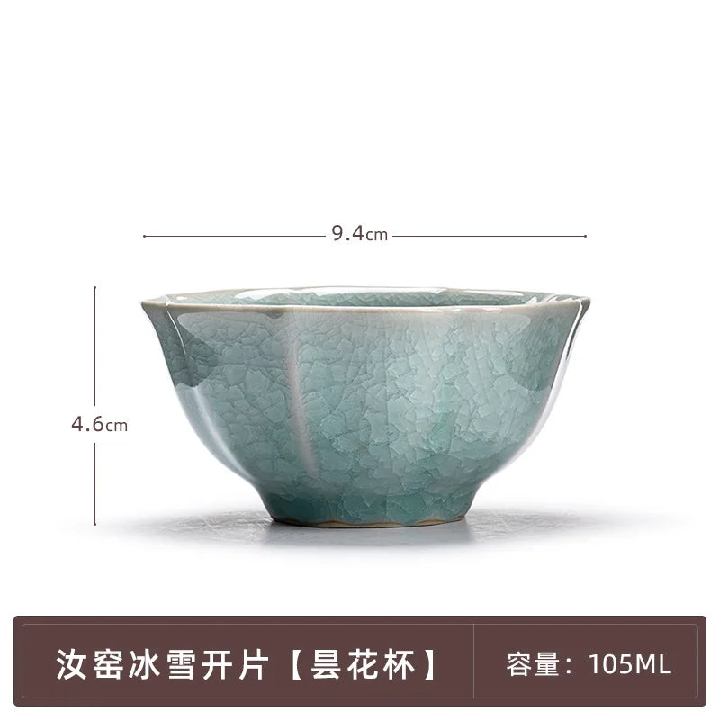 Chinesisch handgemacht Ru Ofen Porzellan Teetasse Haushalt Eis geknackt Teetasse Keramik Master Cup Frost Blume Persönliche Teeschale Teegeschirr - GYLDNE GRÆNSE Gourmet Online Shop