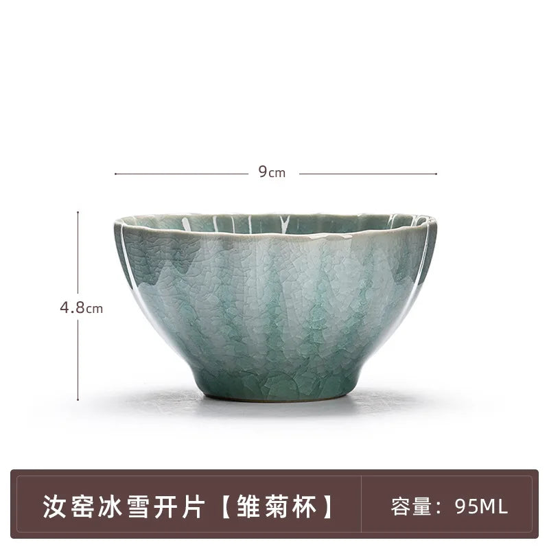 Chinesisch handgemacht Ru Ofen Porzellan Teetasse Haushalt Eis geknackt Teetasse Keramik Master Cup Frost Blume Persönliche Teeschale Teegeschirr - GYLDNE GRÆNSE Gourmet Online Shop