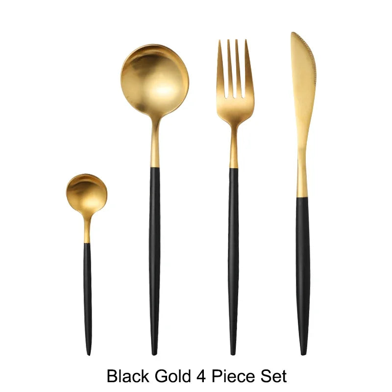 Mattgold 18/10 Edelstahl Luxus Besteck Geschirr Geschirr Messer Löffel Gabel Essstäbchen Besteck Set Spülmaschinenfest - GYLDNE GRÆNSE Gourmet Online Shop