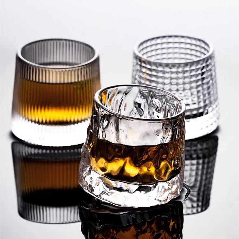 Spinning Whiskey Glass Whiskey Tumblers, Old Fashioned Scotch & Bourbon Glasses,Whisky Brandy Cups for Home Party Wine Glass - GYLDNE GRÆNSE Gourmet Online Shop