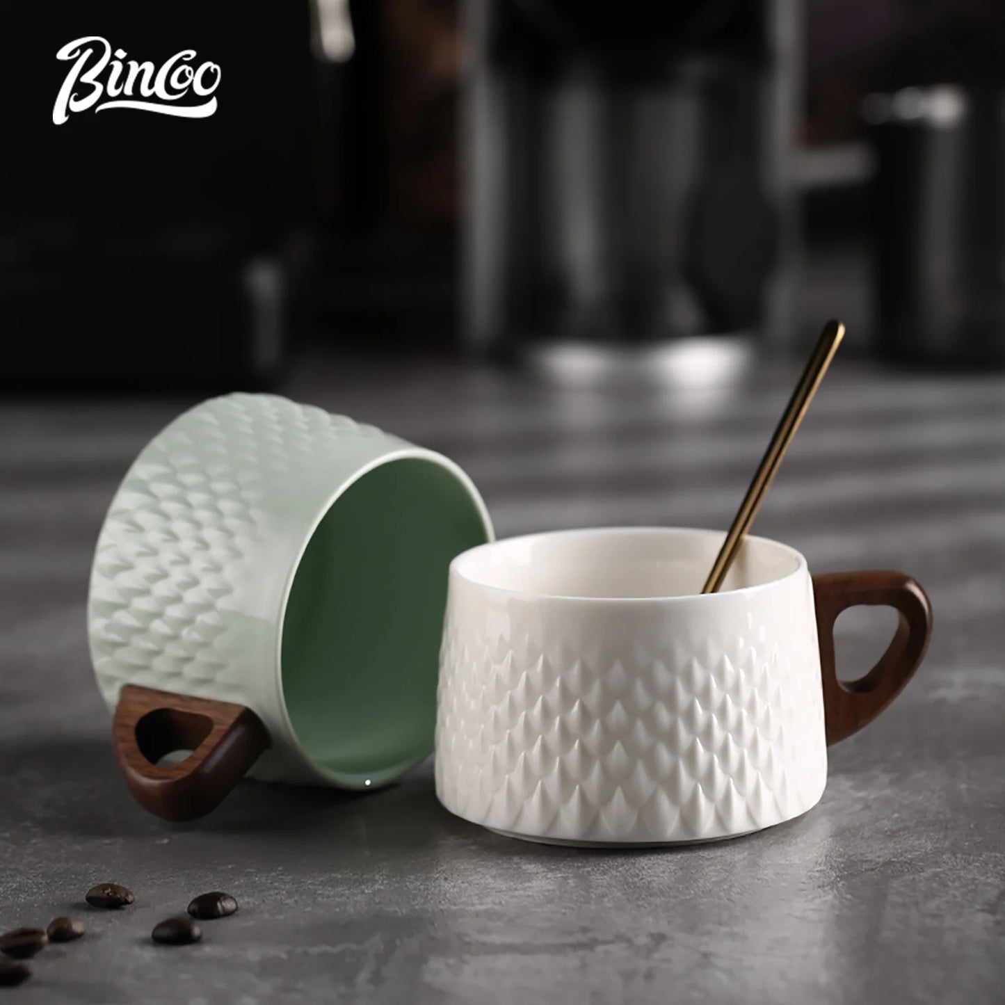 Bincoo Espresso Becher 200/350ml Keramik Kaffeetasse und Untertasse Professionelles Zuhause Barista Latte Art Becher Exquisites Küchenzubehör - GYLDNE GRÆNSE Gourmet Online Shop