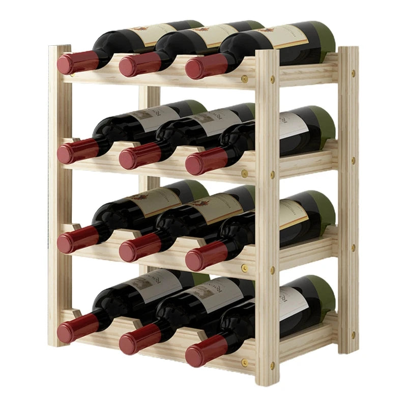 2/3/4 Ebenen Stehendes Weinregal aus Holz Organizer Home Bar Party Display Halter Regaldekoration Halter Weinzubehör - GYLDNE GRÆNSE Gourmet Online Shop