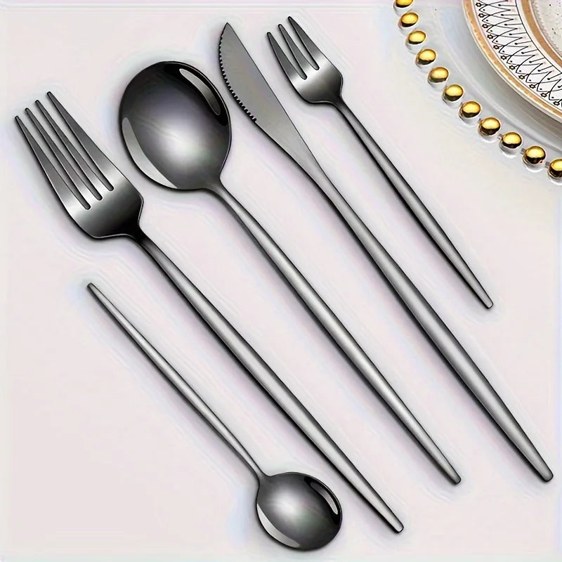 60-teiliges Edelstahl-Besteck-Set, hochglanzpoliert, spülmaschinenfest, enthält Messer, Gabeln und Löffel in Geschenkbox, Gold - GYLDNE GRÆNSE Gourmet Online Shop