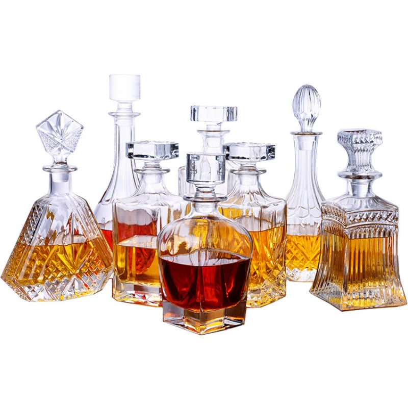 500-800Ml Elegante Whisky Weinflasche Likör Trennwand Dickes bleifreies Glas Wein Dekanter Kunst Wein Set Destillierter Getränketopf - GYLDNE GRÆNSE Gourmet Online Shop