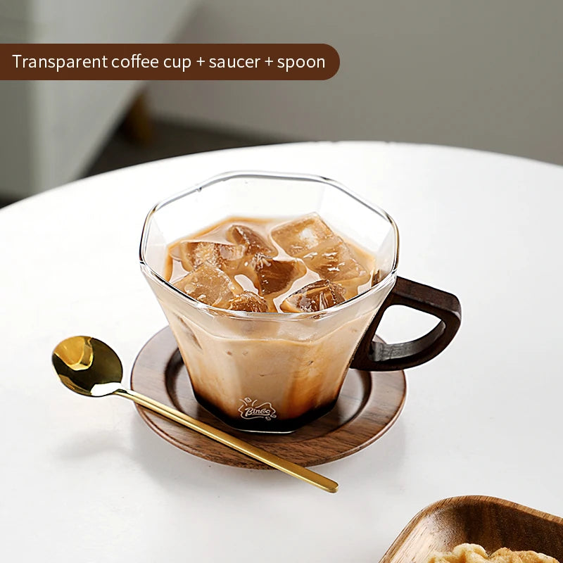 Bincoo Kaffeetasse Latte Art Professionelle hochtemperaturbeständige Glastasse und Untertasse Latte Cappuccinotasse Trinktasse - GYLDNE GRÆNSE Gourmet Online Shop
