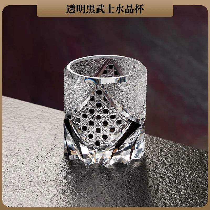 Amber Gem Whiskey Glas Japanisch Edo Kiriko Kristall Weingläser Manuelle Diamantschliff 3D Relief Royal Court XO Whisky Verkostungstasse - GYLDNE GRÆNSE Gourmet Online Shop
