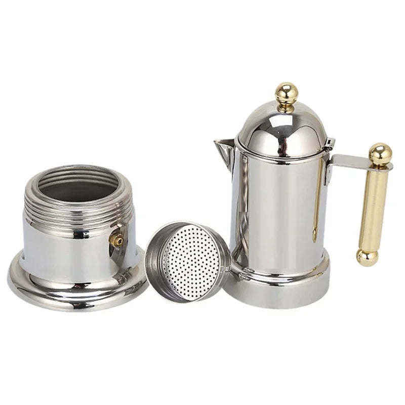 200ML verdickte Mokka-Kaffeekanne Italienische Espressomaschine Edelstahl Latte Perkolator 4 Tassen für Herd oder Induktion für den Heimgebrauch - GYLDNE GRÆNSE Gourmet Online Shop