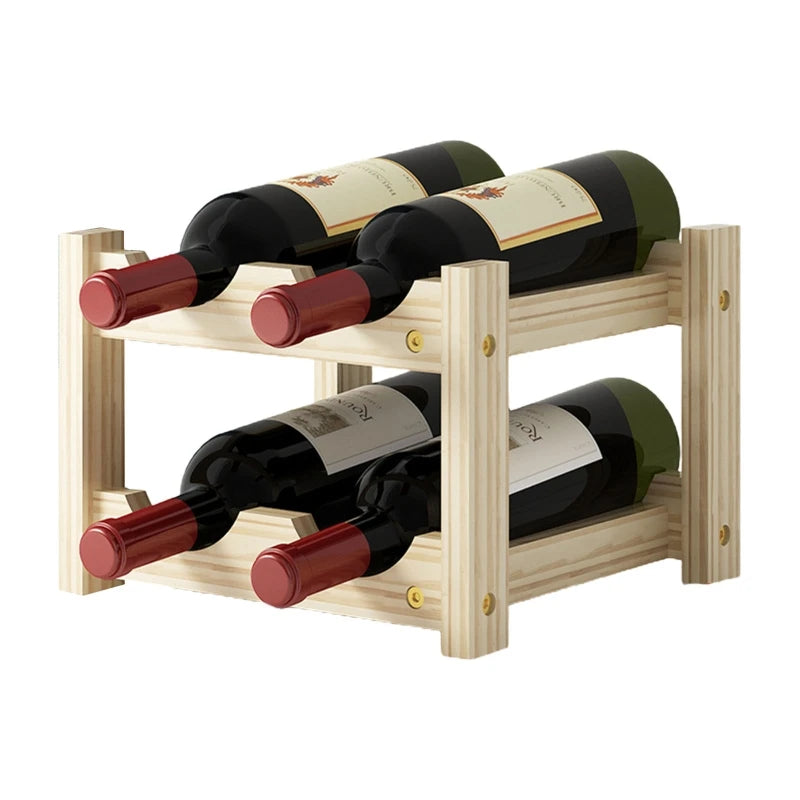 2/3/4 Ebenen Stehendes Weinregal aus Holz Organizer Home Bar Party Display Halter Regaldekoration Halter Weinzubehör - GYLDNE GRÆNSE Gourmet Online Shop