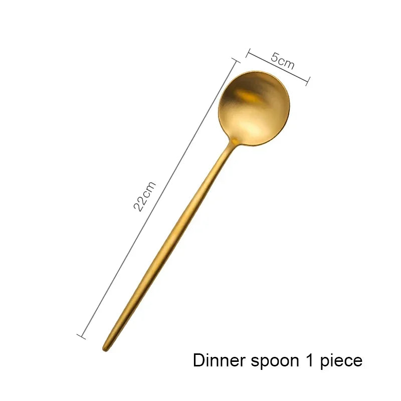 Mattgold 18/10 Edelstahl Luxus Besteck Geschirr Geschirr Messer Löffel Gabel Essstäbchen Besteck Set Spülmaschinenfest - GYLDNE GRÆNSE Gourmet Online Shop