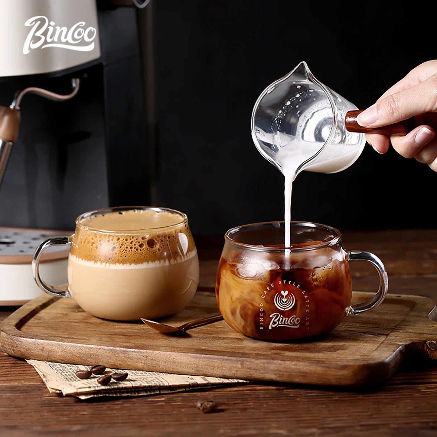 Bincoo 280ml Hitzebeständiger Becher aus hochborosilikatfarbenem Glas Kaffeetasse mit Griff Büro Tee Milch Wasser Tasse Klare Tassen Espressobecher - GYLDNE GRÆNSE Gourmet Online Shop