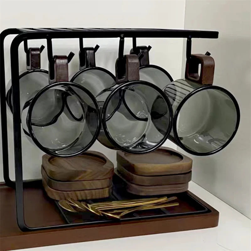 200 ml frisch gemahlene gerade Glas-Kaffeetasse mit Holztablettlöffel hitzebeständige Frühstücksmilch-Teetasse Amerikanische Kaffeetasse - GYLDNE GRÆNSE Gourmet Online Shop