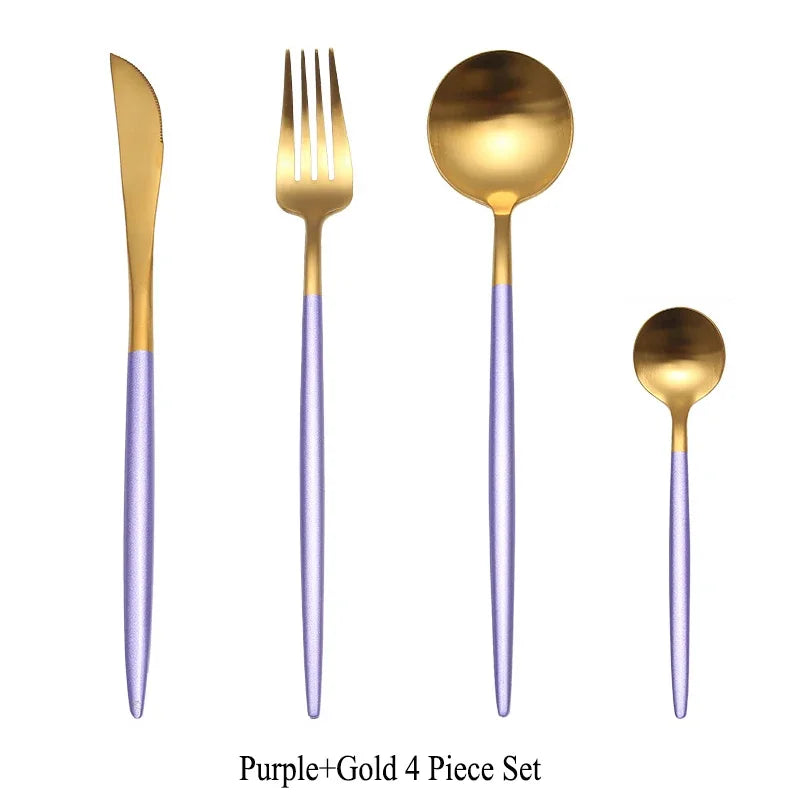 Mattgold 18/10 Edelstahl Luxus Besteck Geschirr Geschirr Messer Löffel Gabel Essstäbchen Besteck Set Spülmaschinenfest - GYLDNE GRÆNSE Gourmet Online Shop