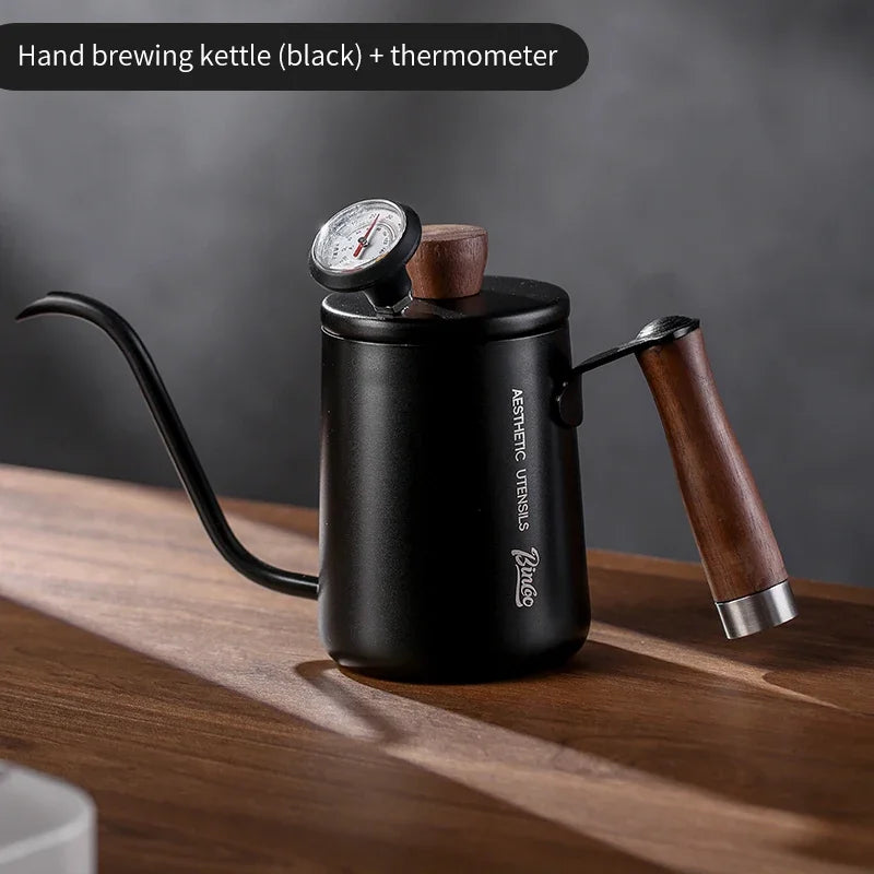 Bincoo Feilong Hand-Pour Pot, Hanging Ear Kaffeekanne, Massivholzgriff, Edelstahl Thin Mouth Pot, Haushaltskessel - GYLDNE GRÆNSE Gourmet Online Shop