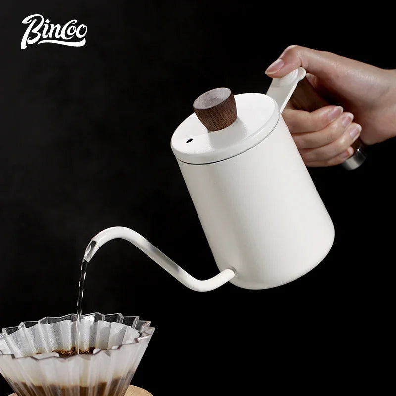 Bincoo Feilong Hand-Pour Pot, Hanging Ear Kaffeekanne, Massivholzgriff, Edelstahl Thin Mouth Pot, Haushaltskessel - GYLDNE GRÆNSE Gourmet Online Shop