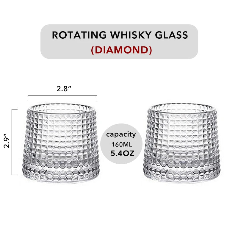 Spinning Whiskey Glass Whiskey Tumblers, Old Fashioned Scotch & Bourbon Glasses,Whisky Brandy Cups for Home Party Wine Glass - GYLDNE GRÆNSE Gourmet Online Shop