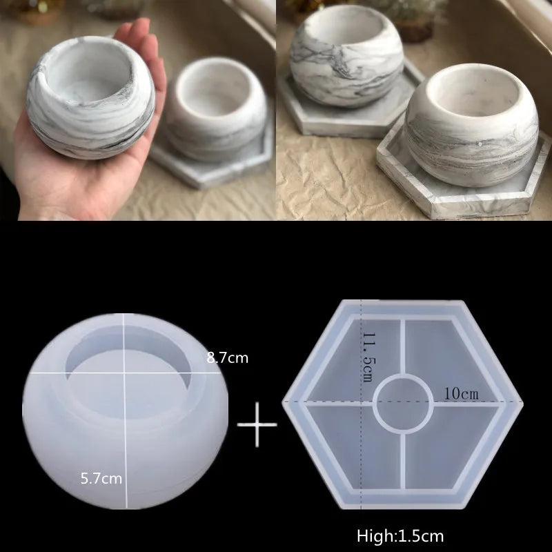 Runde Beton Kerzenglas Silikonform Diy handgemachte Sukkulente Zement Pflanzgefäß Harz Silikonform Gips Aufbewahrungsbox Wohnkultur - GYLDNE GRÆNSE Gourmet Online Shop