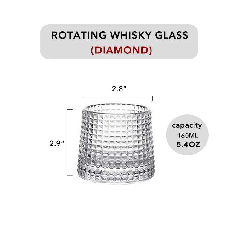 Spinning Whiskey Glass Whiskey Tumblers, Old Fashioned Scotch & Bourbon Glasses,Whisky Brandy Cups for Home Party Wine Glass - GYLDNE GRÆNSE Gourmet Online Shop