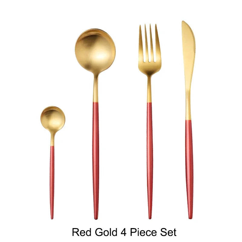Mattgold 18/10 Edelstahl Luxus Besteck Geschirr Geschirr Messer Löffel Gabel Essstäbchen Besteck Set Spülmaschinenfest - GYLDNE GRÆNSE Gourmet Online Shop