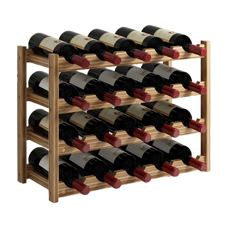 2/3/4 Ebenen Stehendes Weinregal aus Holz Organizer Home Bar Party Display Halter Regaldekoration Halter Weinzubehör - GYLDNE GRÆNSE Gourmet Online Shop