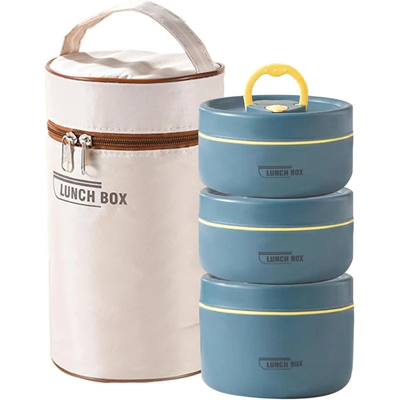Tragbares isoliertes Lebensmittel-Lunch-Container-Set mit thermischer Lunchbox 3 separate stapelbare Lunch-Container - GYLDNE GRÆNSE Gourmet Online Shop