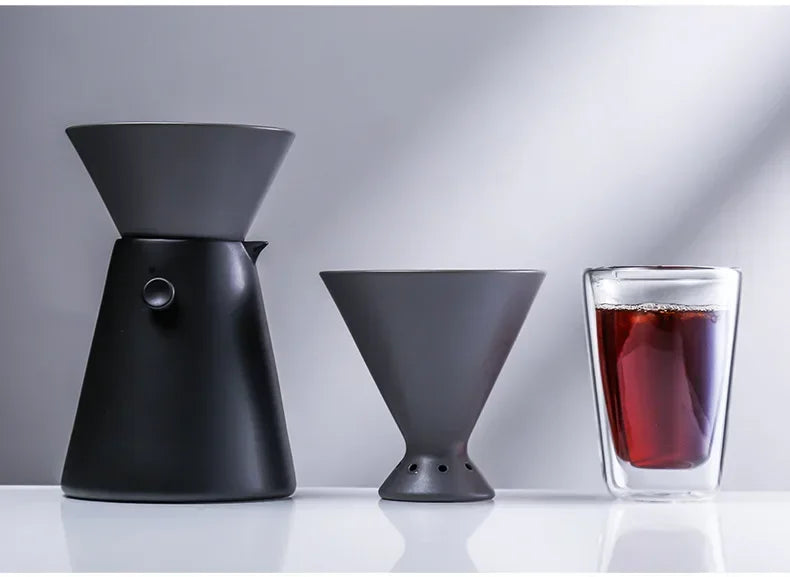 Keramik-Serie Kaffeeserver zum Einschenken von Kaffee und Tee - 600ml/20oz Oval Mikrowellenfest Pyrex Dicker Glaskörper (Schwarz) - GYLDNE GRÆNSE Gourmet Online Shop
