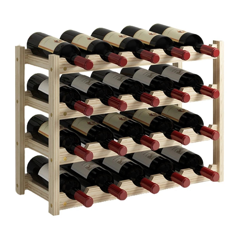 2/3/4 Ebenen Stehendes Weinregal aus Holz Organizer Home Bar Party Display Halter Regaldekoration Halter Weinzubehör - GYLDNE GRÆNSE Gourmet Online Shop